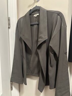 Max Studio Slate Gray Open-Front Trench Jacket